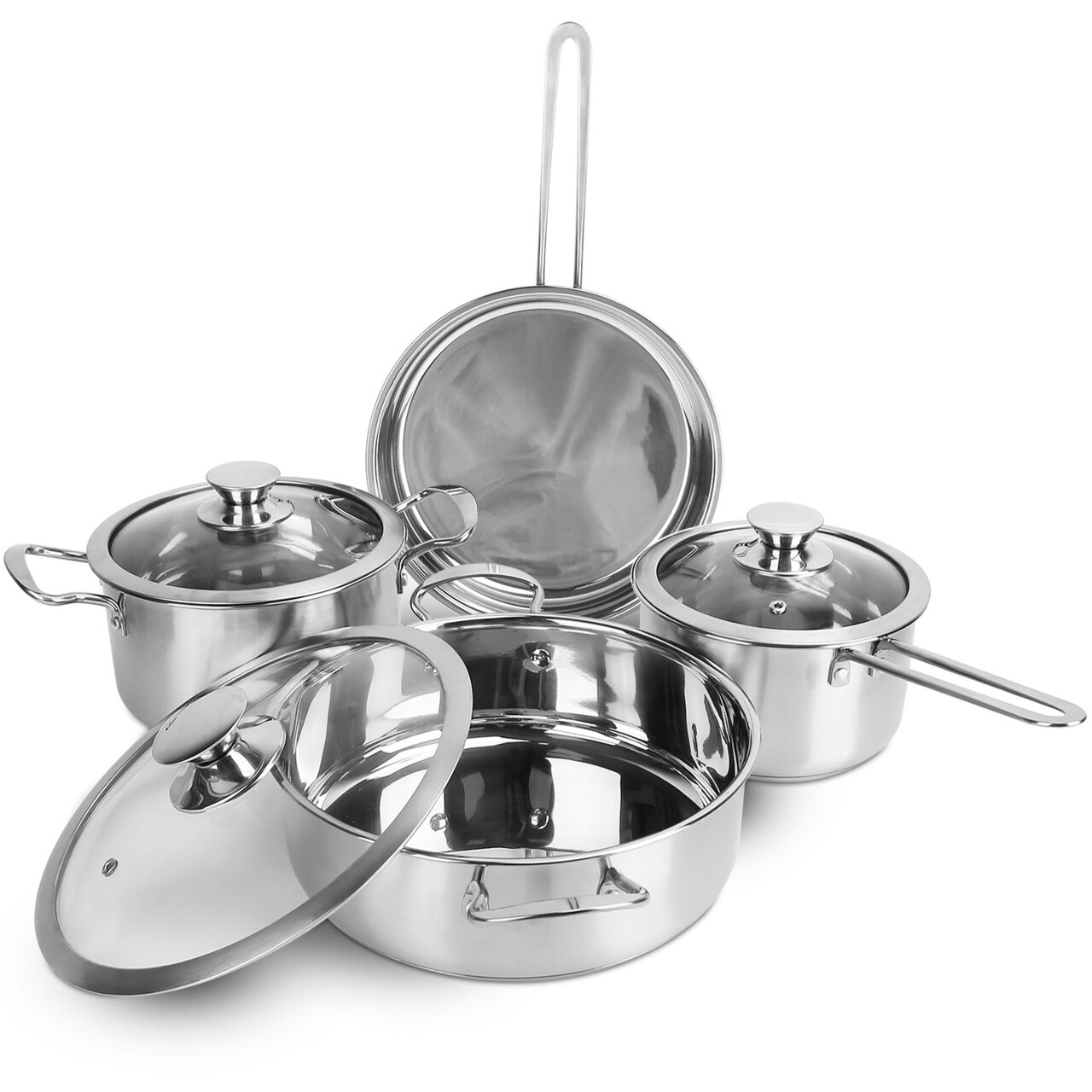 Stainless Steel Cookware Set Induction 5 Pieces Fast Even Heat Dishwasher Safe